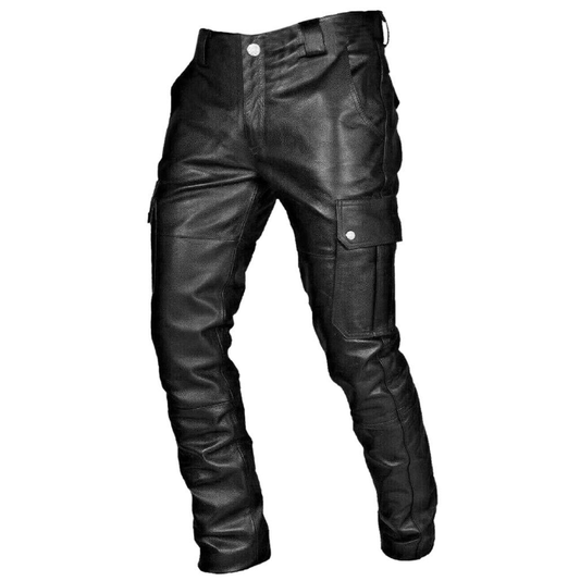 Benedikt - Pantalon en Cuir Pour Homme Avec Poches Cargo Pour Les Motards